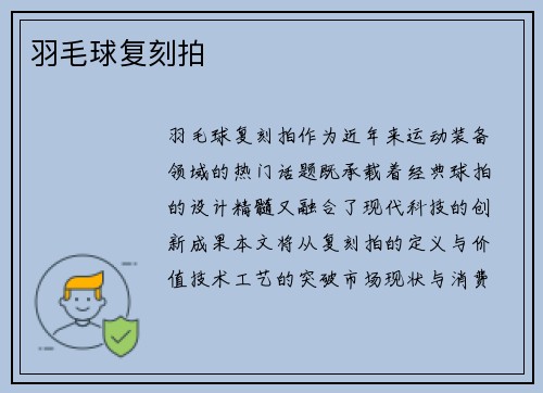 羽毛球复刻拍